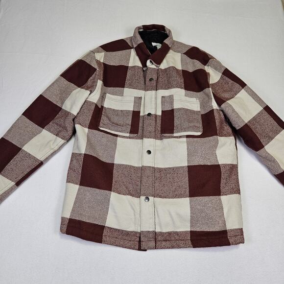 H&M Oversized Quilted Flannel Jacket Mens L Plaid Streetwear Shacket Winter Cozy - Picture 2 of 10